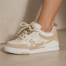 VL Unisex Casual Sneakers – Modern And Comfortable Design, Stylish, Lace-Up, Party, Outdoor - 米色 - 查看 7