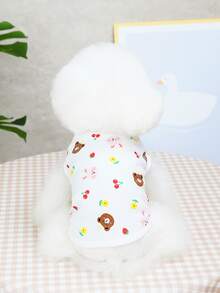 LANGXINGCS 1件宠物衣服，透气狗狗睡衣，可爱兔子和小熊图案猫咪家居服，适合中小型猫狗，狗狗睡衣 - 彩色 - 查看 8