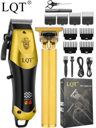 LQT 1 pieza/2 piezas Juego de cortapelos y tijeras de esculpir profesionales, Recortadora de cabello eléctrica inalámbrica para hombres, Carga USB y pantalla digital, Herramientas para el cabello para hombres, Tijeras eléctricas de esculpir portátiles, Suministros de barbería para el hogar, Regalos de Navidad para papá, Regalos para hombres