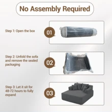 Bosmiller 58" Chaise Lounge Chair Indoor, Oversized Corduroy Boneless Sleeper Sofa Bed With Armrests & 4 Pillows, No Assembly For Living Room, Grey - Xám - Xem 5