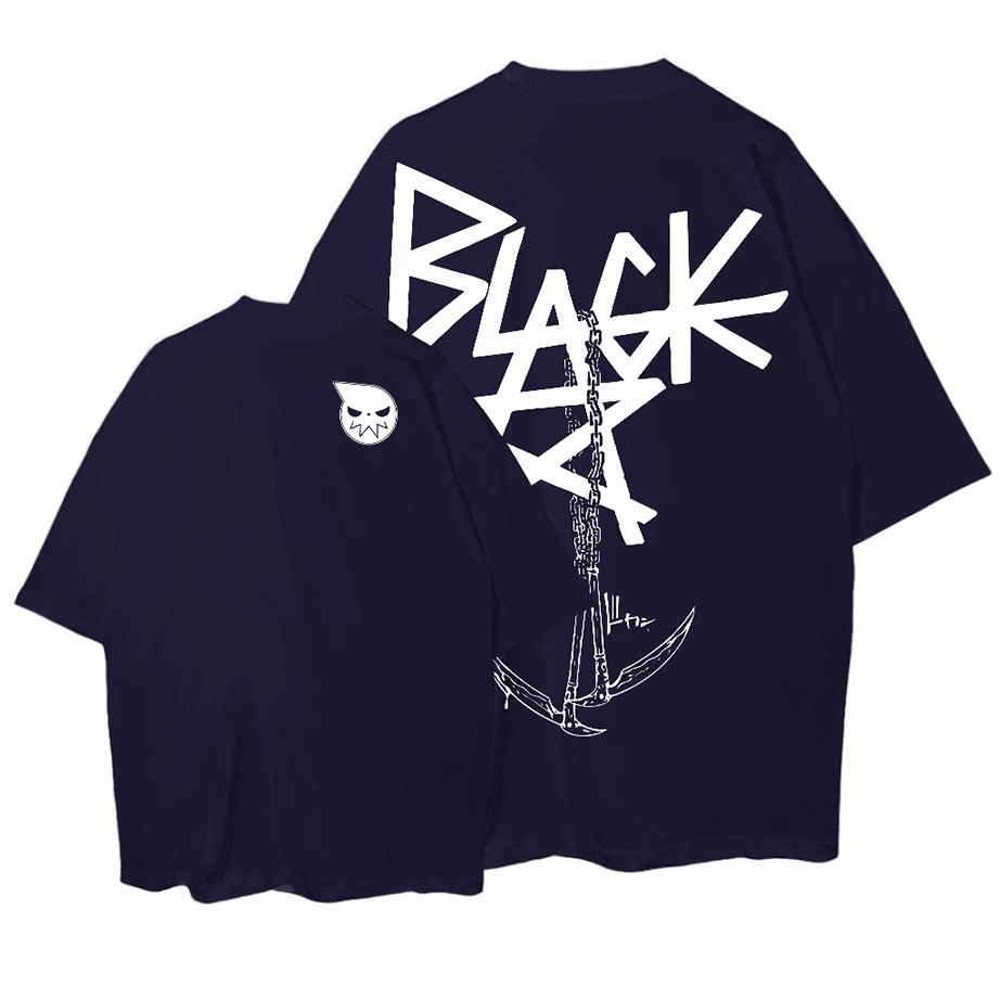 Oversized Soul Blackstar Scythe Anime Streetwear Unisex T-Shirt - 藍色 - 查看 1