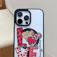 Patrón de corazón, carcasa de teléfono simple y de moda, compatible con iPhone 11 / 12 / 13 / 14 / 15 / 16 / Pro / Max y Galaxy plus / Pro / S22 / S23 / S24 / s25 / ultra / fe. Muy adecuado como regalo de vacaciones, regalo de San valentín. - Negro - Ver 2