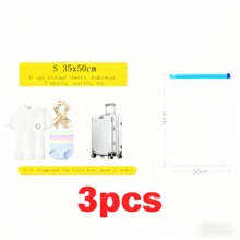 1/3 Packs Blue No-Pump Transparent Travel Compression Bags - Essential Travel Items Ultra-Lightweight Space-Saving Bag Accessories - Tool-Free Quick Compression - See-Through Design For Instant Item Location - Fits Effortlessly Into Backpacks & Luggage Bag - Perfect Postpartum Essentials & Essential For Vacation, Holiday Getaways & On-The-Go Clothing Organization - Multicolor - View 11