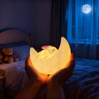 1pc Moon Shaped Desk Lamp, Creative LED Decorative Night Light For Bedroom, Room Decor, Bedside Lamp, Suitable For Living Room, Bedroom, Office And More