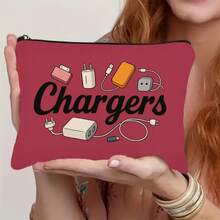 充电配件旅行化妆包 – 时尚粉色化妆包，带便携拉链 – 可折叠轻便旅行洗漱用品收纳袋，是送给女性、老师和朋友的完美生日、圣诞节和新年礼物 - 彩色 - 查看 9