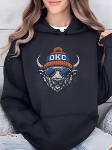 Women Oklahoma City Basketball Garden Flag Okc Basketball Fan Gift  Fan Home Decor Housewarming Gift For Oklahoma City Basketball Fan Hoodie - 黑色 - 查看 1