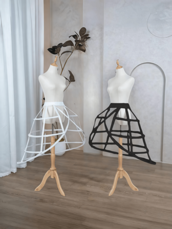 1件女士新款卡门风格黑白镂空交叉鱼骨洛丽塔衬裙，带圣诞装饰