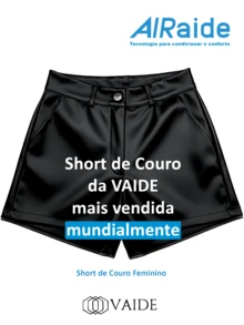Short Feminino Couro Bolsos Laterais Bermuda Verão Calor Noite Básica Estilosa - Preto - Visão 5