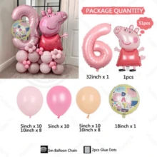 Hasbro Birthday Party Decoration, Pink Pig Aluminum Film Balloons Digital Birthday And First Birthday Party Decoration Family Gifts