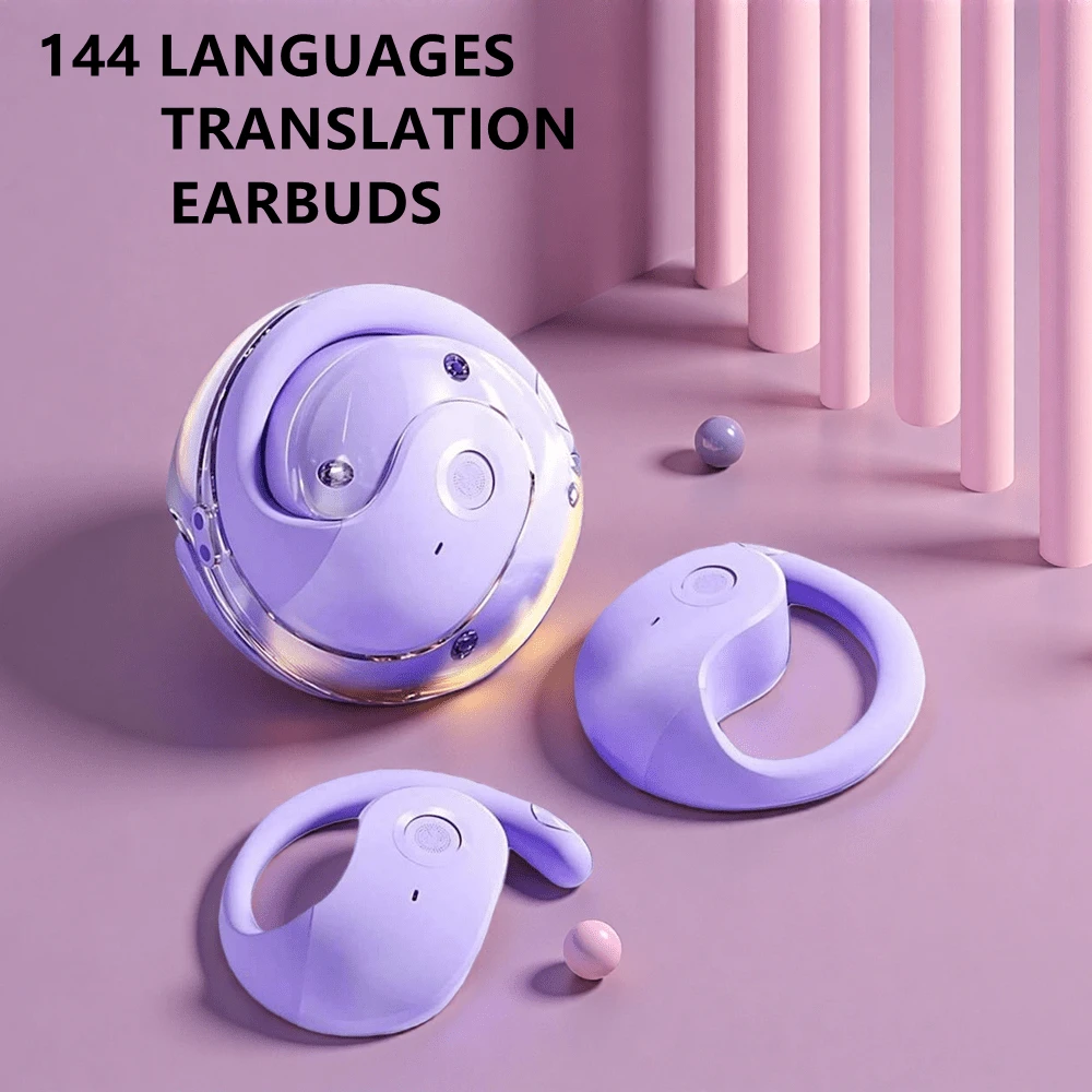 Wireless Bluetooth AI Translator Earbuds Real-Time Voice Translation Headphones 144 Languages For Travel