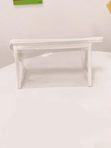 1 Solid Color Transparent EVA Pencil Case Large Capacity Multifunctional Zipper Cosmetics Storage Bag Suitable For Use In School And Daily Life,Stationery