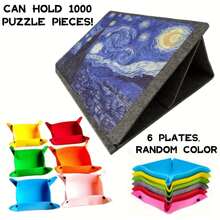 1 Set 1000 Piece Puzzle Storage Board, Tilted Puzzle Board With 2-In-1 Stand And Cover, Includes 6 Trays, Angle Adjustable, Suitable For Puzzle Party Activities And Games - Dark Grey - View 8