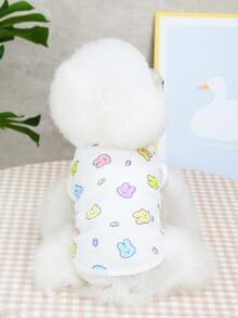 LANGXINGCS 1件宠物衣服，透气狗狗睡衣，可爱兔子和小熊图案猫咪家居服，适合中小型猫狗，狗狗睡衣 - 彩色 - 查看 7