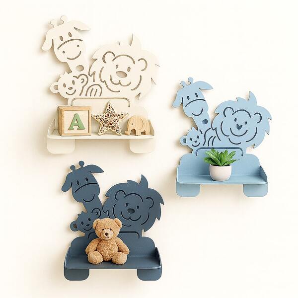 Trio de prateleiras de safari em mdf