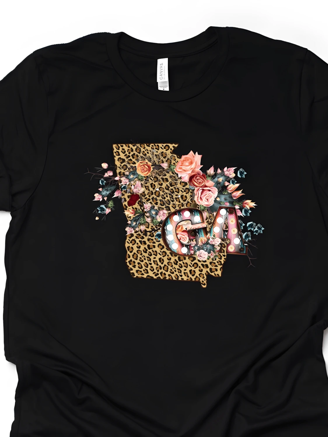 Leopard Georgia Tee Floral State Pride Bella Canva - màu đen - Xem 1
