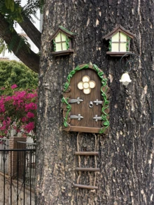 1pc Outdoor Resin Window/Door Statue - Fairy Tale Design, Moss Cottage, Green Plants And Tree Face, Wall-Mounted Garden Decor, Suitable For Thanksgiving, Christmas, New Year Atmosphere, Outdoor Yard Lawn Decoration - Multicolor - View 2