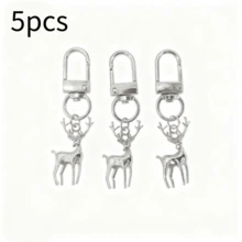金属鹿钥匙扣套装 - 银色金色驯鹿吊坠钥匙扣，带龙虾扣，适合作为圣诞派对礼物 - 扣式吊墜 - 查看 10