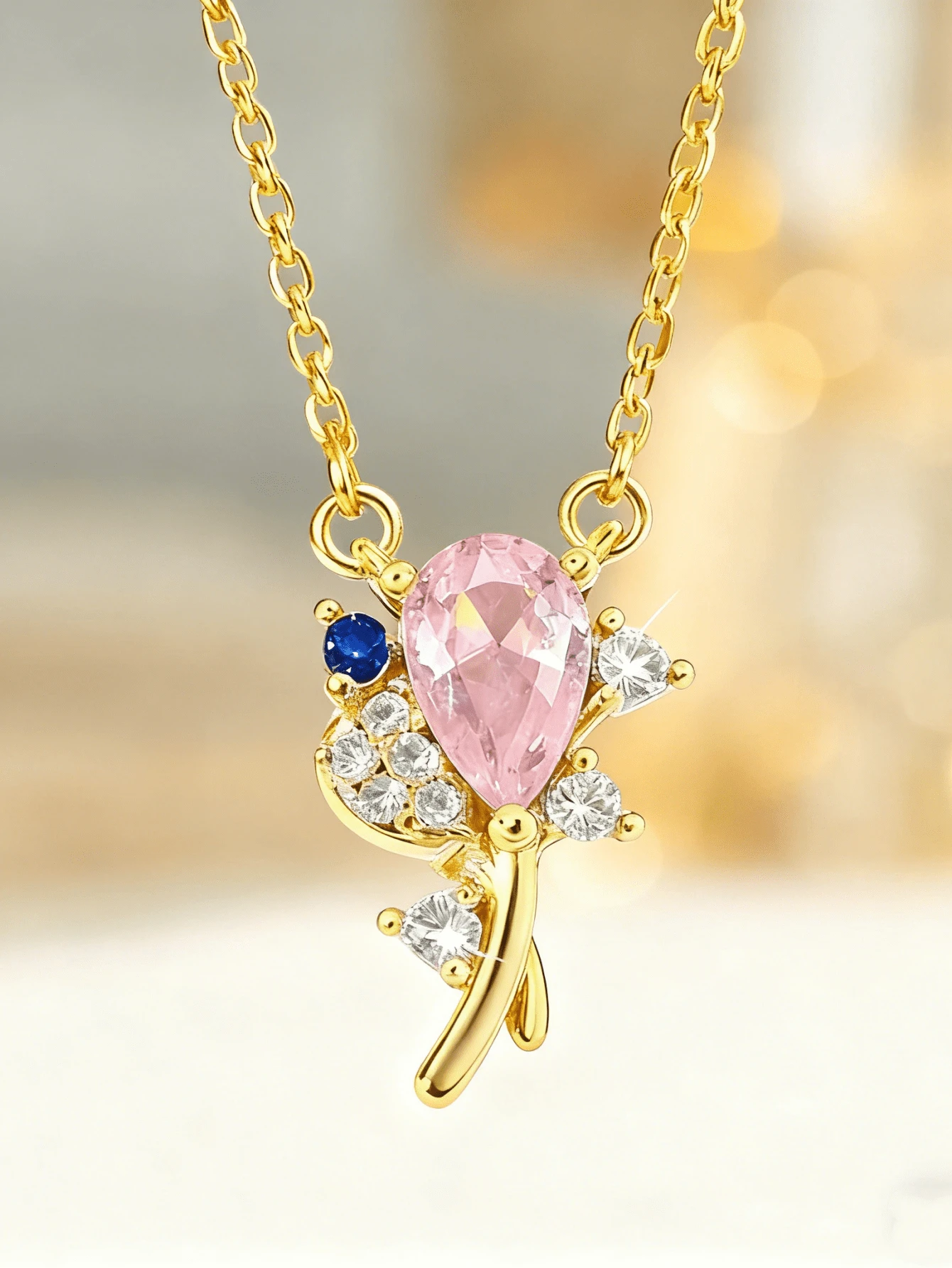 1pc S925 Sterling Silver Minimalist Cute Floral Bouquet & Butterfly Necklace For Women - Bouquet - View 1