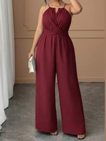 Women's Casual Jumpsuit, Loose Fit, Comfortable, Cool, Perfect For The Beach Or Summer. - Burgundy - View 3