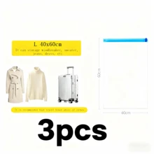 1/3Pcs Compression Bags For Travel Space Saving No Suction Needed Space Saver Blue Travel Bag Luggage Travel Essentials Backpack Suitcase Organizer Travel Accessories Home Household Items House Decor Clothing Storage Transparent Small Bag Drawer Sliding Drawer Locker Hospital Bag Maternity Essentials Vacation Holiday Back To School School Stuff Packing Cubes Dorm College Room Essentials - Multicolor - View 9