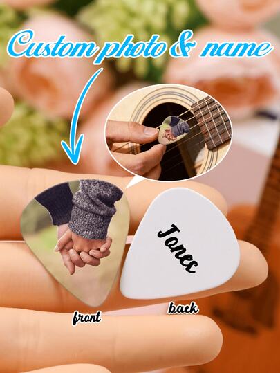 LICVIC Personalized Guitar Picks, Customized Photo And Text Guitar Accessories, Custom Guitar Picks, Guitar Gifts, The Perfect Gift For Music Lovers, Cute Guitar Picks, Customizable Picture Bass Pick, Valentine'S Day, Birthday Gifts, Father, Mother, Family, Friends, Couple, Unique Gifts