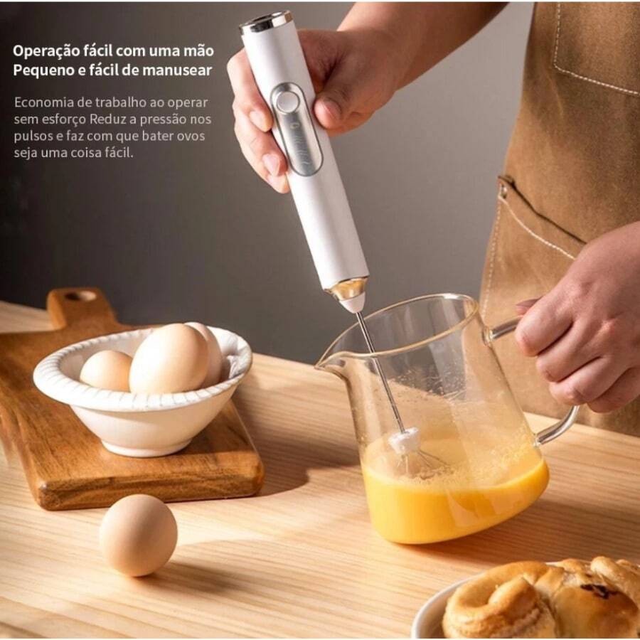 Mini Batedor Misturador Mixer Elétrico portátil Recarregável Para Bebi Leite Café Ovo 2 em 1 lolibiju - Mixer Aleatório - Visão 1