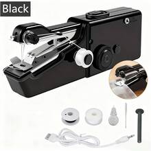 Portable Handheld Sewing Machine, Mini Cordless Electric Sewing Machine, Handheld Sewing Tool For Clothes, Pants, Ideal Gift For Mom - Black - View 2