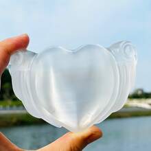 Natural Selenite Charging Plate, Selenite Bowl, Heart Bowl, Heart With Angel Wing, For Gift, Home Decoration, Crystal Degaussing, Jewelry Demagnetization. - White - View 10
