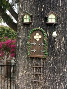 1pc Outdoor Resin Window/Door Statue - Fairy Tale Design, Moss Cottage, Green Plants And Tree Face, Wall-Mounted Garden Decor, Suitable For Thanksgiving, Christmas, New Year Atmosphere, Outdoor Yard Lawn Decoration - Multicolor - View 6