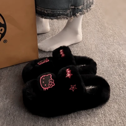 Sanrio 1 par de pantuflas interiores de Hello Kitty, pantuflas multicolor casuales para interiores, diseño 3D creativo, pantuflas lindas de Hello Kitty, zapatos para el hogar cálidos y cómodos con aislamiento, para el Día de San Valentín, cachorros, carnaval, zapatos, selecciones de primavera y verano, regalos para damas de honor, habitación, decoración de dormitorio, playa, viaje, para hombres, para mujeres, vacaciones, Día de la Mujer, artículos de viaje, recuerdos de boda, Y2k, dormitorio, accesorios para automóviles para mujeres, decoración de cocina, cosas lindas