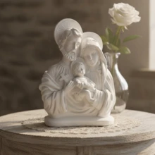 Image Of The Holy Family With Halo, 17cm, Raw Plaster - 白色 - 查看 1