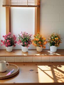 1件 22厘米-27.5厘米 新款人造花卉绿植森系秋季色彩塑料仿真花水草逼真植物装饰桌面盆栽套装 - 彩色 - 查看 4