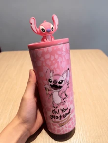 Lilo & Angel 3D Stitch Straw Cup (710ML) – Double Wall Insulated Tumbler, Blue Leopard Print With Pop-Out Stitch Design & 3D Stitch Lid, Perfect For Office Desk/Travel/Daily Hydration, Ideal For Fans/Stitch Collectors/Teens, Great Gift For Birthdays/ Lovers - Angie - View 2
