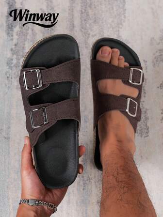 Men's Comfortable Retro Open Toe Slippers - Breathable, Non-Slip, Durable PVC Sole, Adjustable Strap, Comfortable Men's Walking Shoes - Suitable For Indoor And Outdoor Use