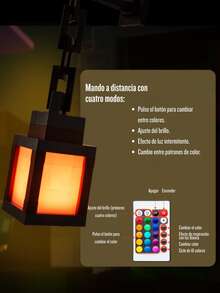 Lámpara con forma de farolillo inspirada en los videojuegos, luz nocturna de la serie pixel-art con función de control remoto. Ofrece una iluminación suave y 16 efectos de color personalizables. Se puede colgar o colocar en posición vertical para un uso versátil en múltiples entornos - Forma de linterna - Ver 6