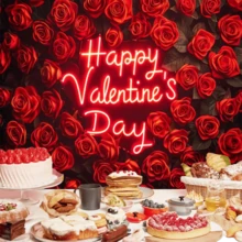 1pc Happy Galentine's Day, Love Valentine Background, Neon Photography Background Banner, Party Decorations, Wedding, Birthday, Anniversary, Gift Shower, Holiday Decoration, Party Wall Decoration, Polyester Material, Indoor/Outdoor Decoration, Home, Garden, Patio Decoration - Multicolor - View 4