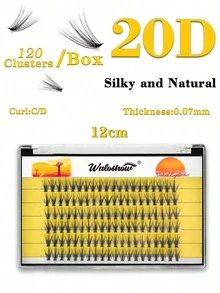 Waloshow 120根 10-11-12毫米 20D 单簇 0.07D 粗细 20D 卷度 睫毛嫁接 - 黑色 - 查看 10