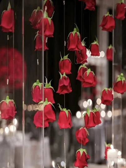 20/50pcs Artificial Flowers,Rose Waterfall,Deep Red And Colorful Roses, Realistic Fake Roses, Red Rose Waterfallsuitable For DIY Wedding Bouquets, Table Decorations, Parties, Baby Showers, Valentine's Day, Christmas Tree Decorations