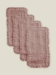 2条装Oeko-Tex认证柔软舒适心形花卉图案围兜/拍嗝巾，四季皆宜，新生儿及婴儿护理 - 彩色 - 查看 10