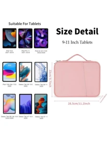 Tablet Protective Case/IPad Carrying Bag, Compatible With IPad, Kindle, Galaxy And Android Tablets, Waterproof, With Handle And Front Pocket. (Pink) - Pink - View 6