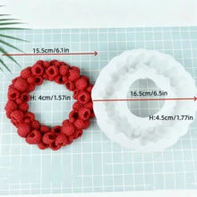 大型覆盆子花环模具 - 专业烘焙和手工硅胶模具，材质优良，适用于巧克力、肥皂、蜡烛、石膏、DIY婚礼、生日、情人节装饰 - 易脱模，自然纹理设计，材质优良，圣诞节最佳选择，感恩节完美之选 - 白色 - 查看 3