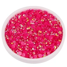 2MM-6MM, 5 Sizes Mix, 2000pcs/Pack, Jelly Candy AB Colors Glue On Round Flatback Rhinestones Gems Beads DIY Stones Diamond Design Accessories Glitter Manicure Decal Decorations For Phone Cover,Clothes,Bag,Shoes, Handicraft Products.