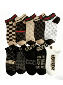 5 đôi tất ngắn kiểu Pháp unisex, tất thuyền nhẹ, thoáng khí, sang trọng, thời trang, đa năng cho mùa hè, món quà Giáng sinh và Ngày Valentine lý tưởng cho gia đình. - Nhiều màu - Xem 2