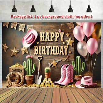 1pc 2D Flat Rural Western Cowboy Theme Birthday Backdrop, 100% Polyester Photography Banner, Holiday Party Decor For Home, Garden, Patio, Anniversary, Photo Booth, No Power Needed, Suitable For Christmas, New Year, Valentine's Day, Global Celebration Events Wall Hanging