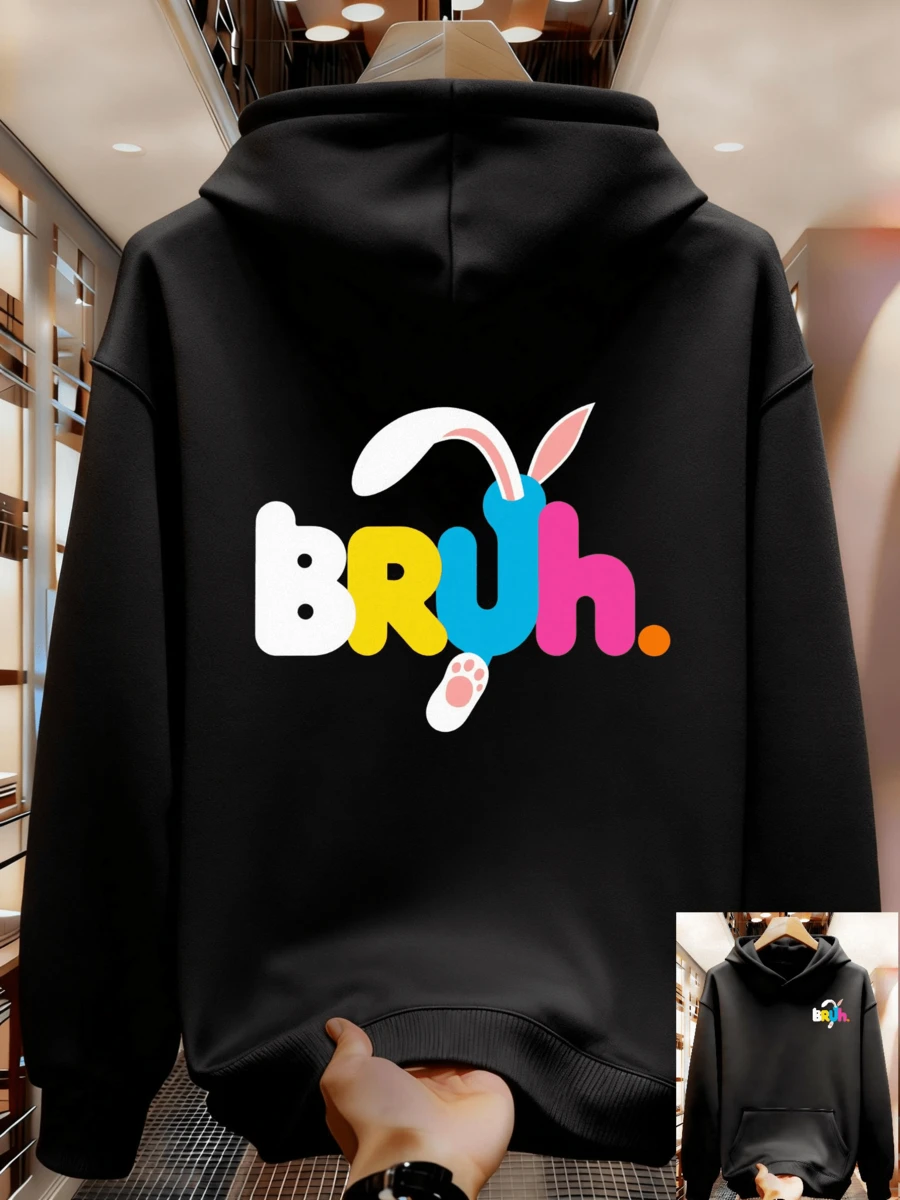 Sudadera con capucha para hombres universitarios de alto rendimiento, perfecta para actividades de club, ropa de hombre XHCM - Negro - Ver 1