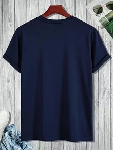 Camiseta de Manga Corta Negra con Estampado de Arco y Texto Spooky Mama para Halloween - Azul Marino - Ver 2