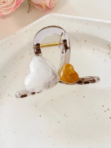 1 件高端混色大号心形发夹，发夹发饰，情人节送给女士的简约清新优雅礼物发夹发夹发夹发夹接发夹，学校用品，学院秋冬发饰，适合女士度假装扮 - 咖啡 - 查看 17