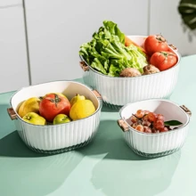 1个重型塑料厨房沥水架 - 多功能沥水架，带排水系统，节省空间设计，易于清洁和存放，适用于家庭和餐厅使用 - 非常适合清洗蔬菜、水果、意大利面和大米 - 经久耐用 - 彩色 - 查看 6