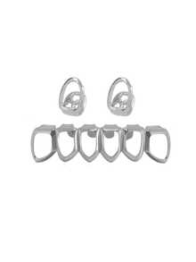 1 Set Hollow Geometric Combination Teeth Jewelry, Fashion Party Accessories, Christmas Couple Gift - Multicolor - View 8