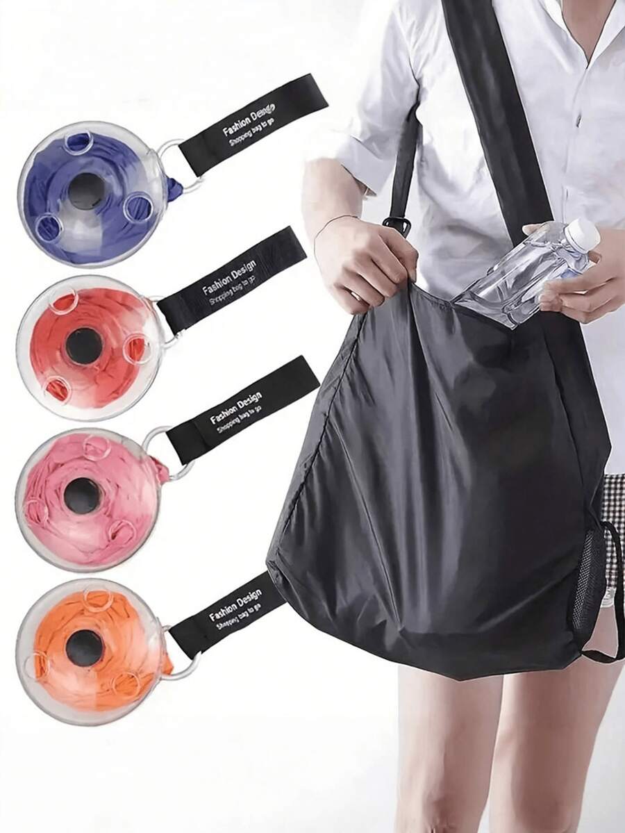 1个可折叠可重复使用购物袋，便携式杂货袋，食品收纳袋，整理袋，旅行袋，多用途手提袋 - 彩色 - 查看 1